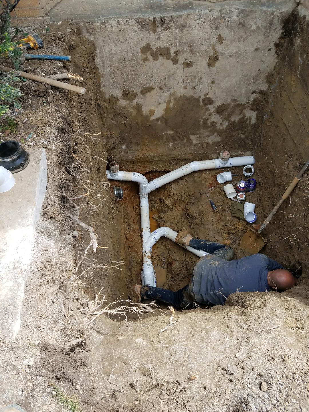 basement sewer line lateral connection water waterproofing problem repaired around workers construction phone call problems